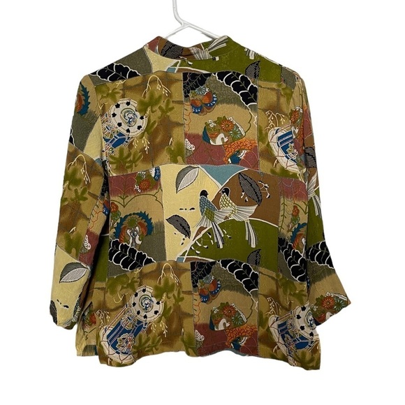 Citron 100% Silk Bird Blouse Size Small - Picture 3 of 8